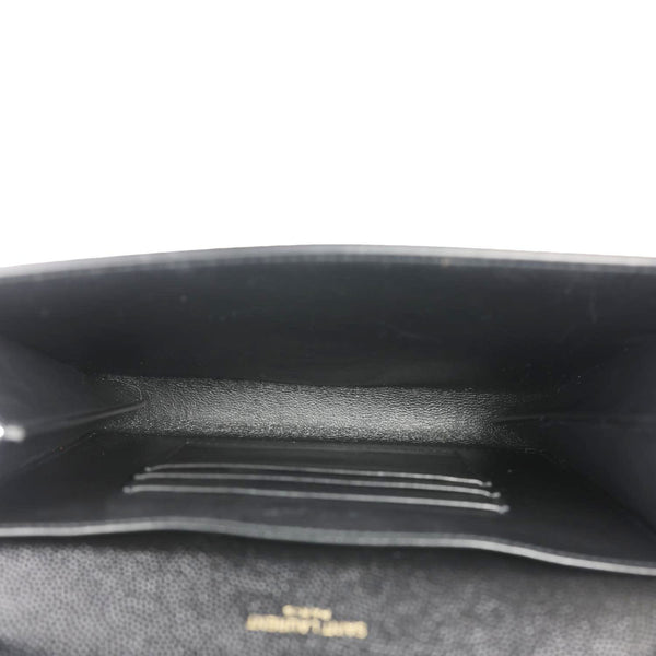 YVES SAINT LAURENT Cassandra Matelasse Grain De Poudre Chain Wallet Black