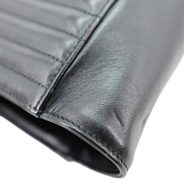 PRADA Diagramme Flap Smooth Quilted Leather Tote Bag Black