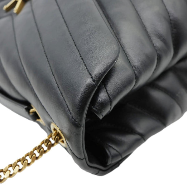 YVES SAINT LAURENT Loulou Medium Quilted Calfskin Leather Shoulder Bag Black