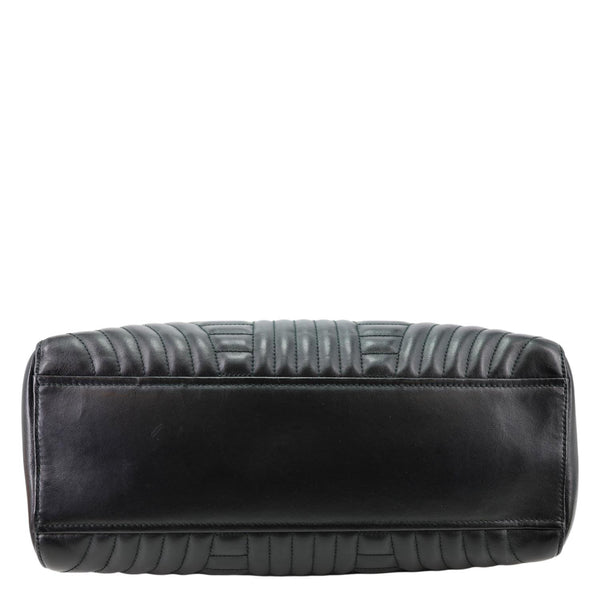 PRADA Diagramme Flap Smooth Quilted Leather Tote Bag Black