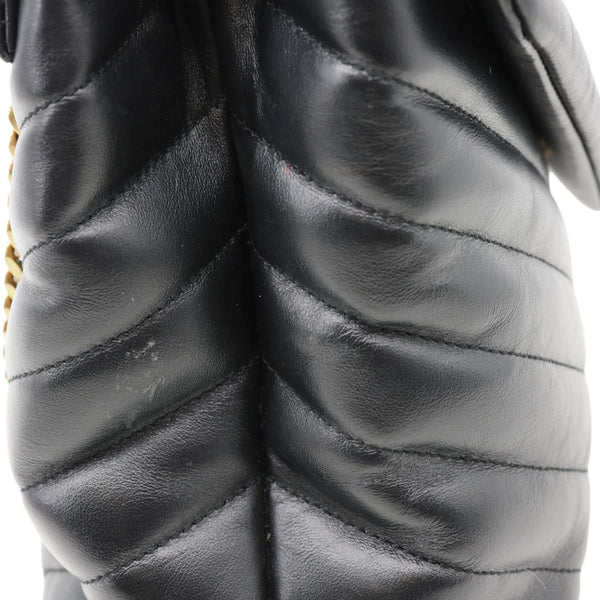 YVES SAINT LAURENT Loulou Medium Quilted Calfskin Leather Shoulder Bag Black