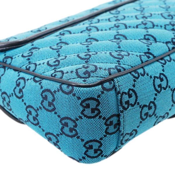 GUCCI GG Marmont Small Matelasse Canvas Shoulder Bag Blue 443497
