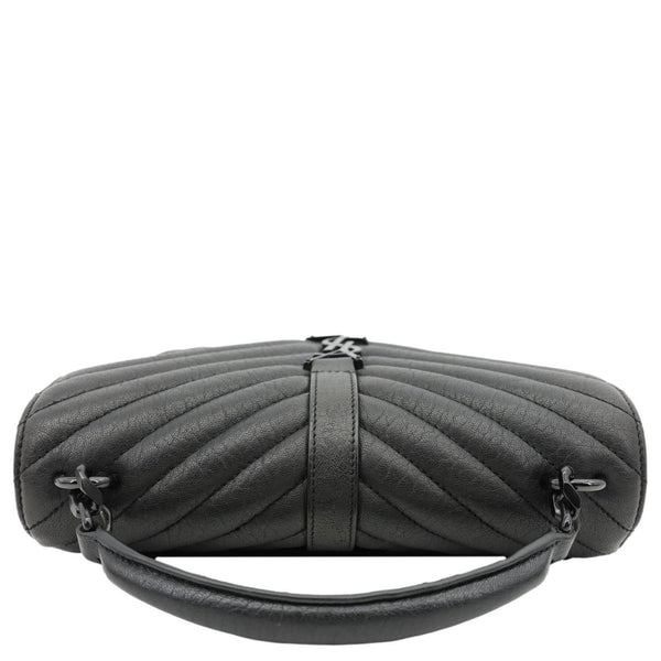 YVES SAINT LAURENT College Flap Medium Classic Chevron Leather Shoulder Bag Black
