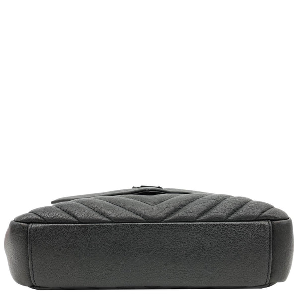 YVES SAINT LAURENT College Flap Medium Classic Chevron Leather Shoulder Bag Black