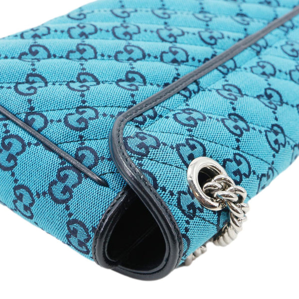 GUCCI GG Marmont Small Matelasse Canvas Shoulder Bag Blue 443497