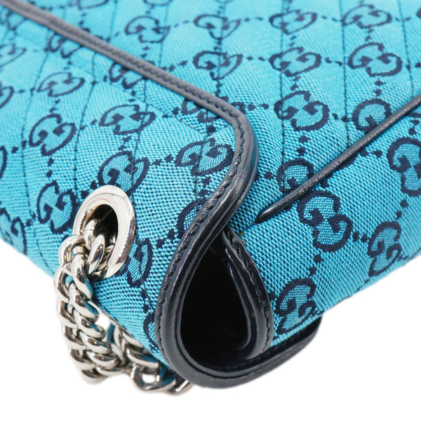 GUCCI GG Marmont Small Matelasse Canvas Shoulder Bag Blue 443497