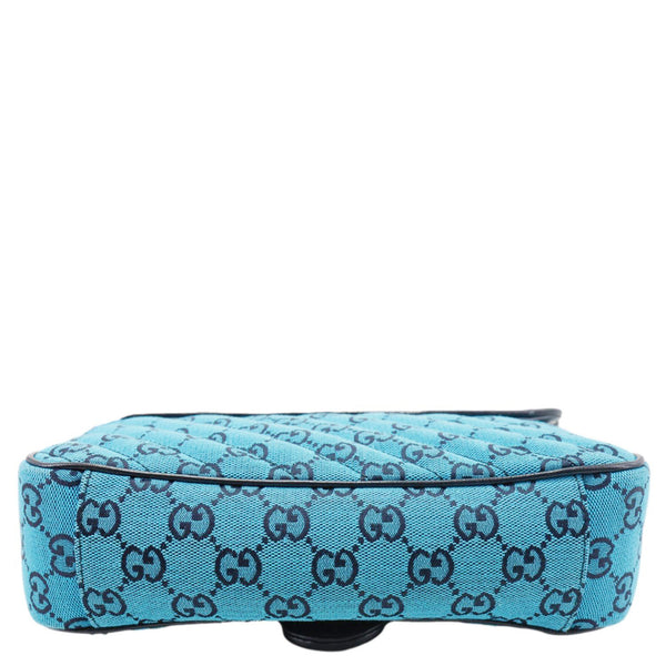 GUCCI GG Marmont Small Matelasse Canvas Shoulder Bag Blue 443497