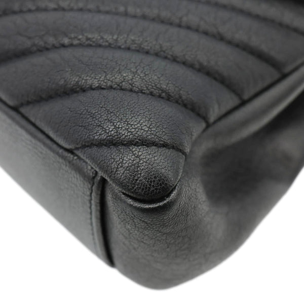 YVES SAINT LAURENT College Flap Medium Classic Chevron Leather Shoulder Bag Black