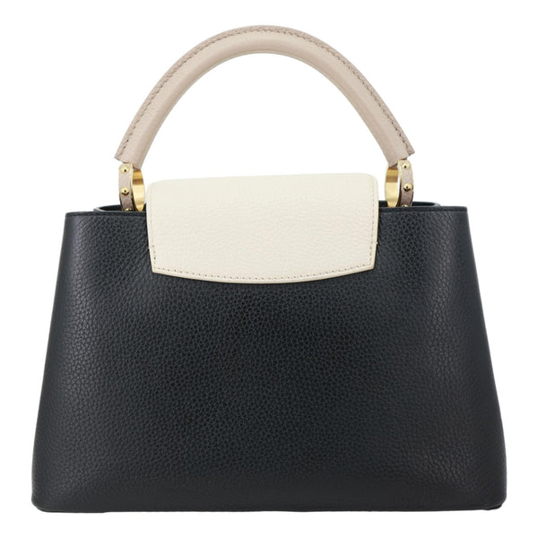 LOUIS VUITTON Capucine MM Monogram Flowers Taurillon Leather Chain Crossbody Bag Black