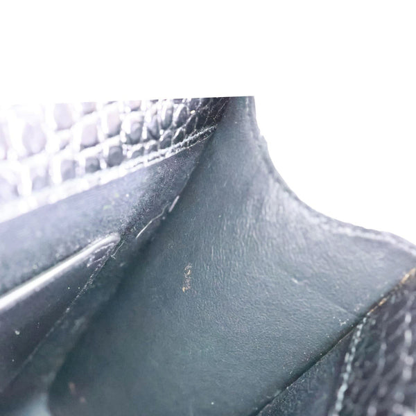 YVES SAINT LAURENT Manhattan Baguette Crocodile Embossed Leather Shoulder Bag Black