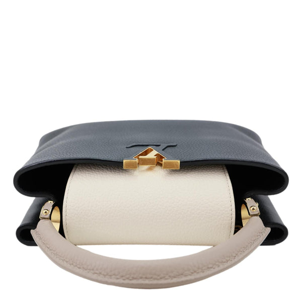 LOUIS VUITTON Capucine MM Monogram Flowers Taurillon Leather Chain Crossbody Bag Black