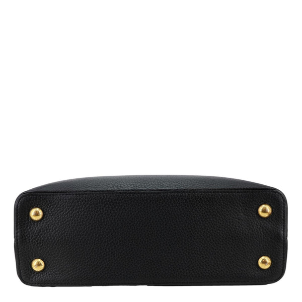 LOUIS VUITTON Capucine MM Monogram Flowers Taurillon Leather Chain Crossbody Bag Black