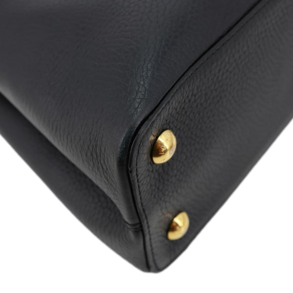 LOUIS VUITTON Capucine MM Monogram Flowers Taurillon Leather Chain Crossbody Bag Black