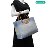 VERSACE La Medusa Denim Tote Bag Blue