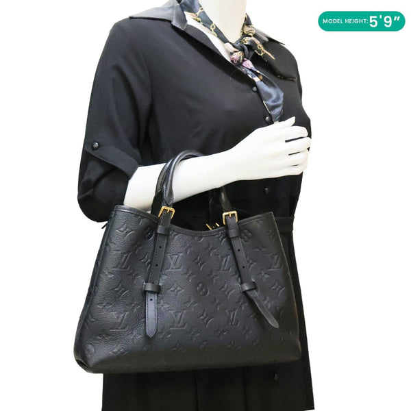 LOUIS VUITTON Babylone PM Monogram Empreinte Leather Tote Bag Black