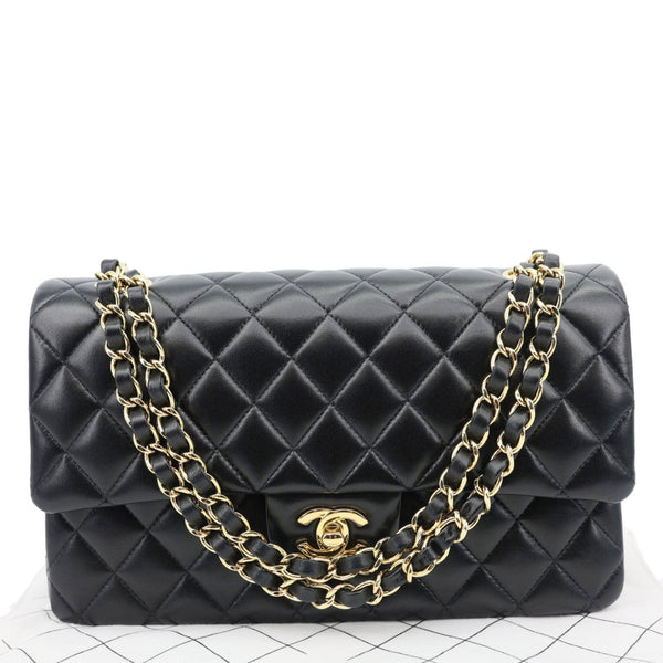CHANEL Classic Double Flap Medium Quilted Leather Shoulder Bag Black