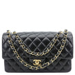 CHANEL Classic Double Flap Medium Quilted Leather Shoulder Bag Black
