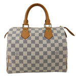 LOUIS VUITTON Speedy 25 Bandouliere Damier Azur Satchel Bag White