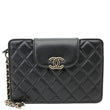 CHANEL CC Quilted Lambskin Leather Pouch Wristlet Black