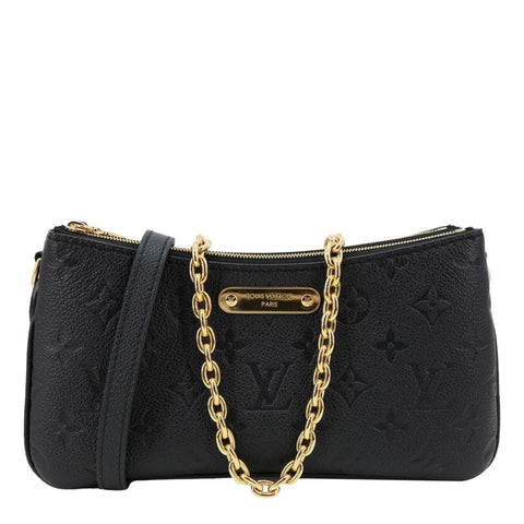 LOUIS VUITTON Liv Pochette Monogram Empreinte Leather Shoulder Bag Black