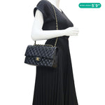 CHANEL Classic Double Flap Medium Quilted Leather Shoulder Bag Black