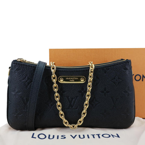 LOUIS VUITTON Liv Pochette Monogram Empreinte Leather Shoulder Bag Black