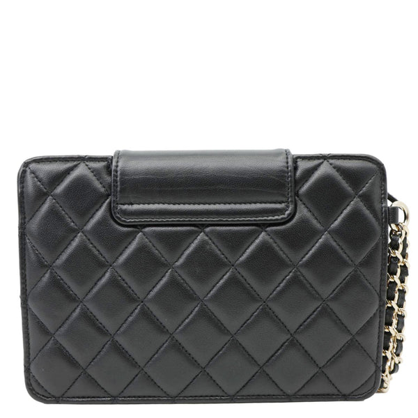 CHANEL CC Quilted Lambskin Leather Pouch Wristlet Black