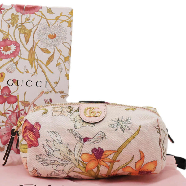 GUCCI GG Floral Canvas Cosmetic Pouch Pink 577355