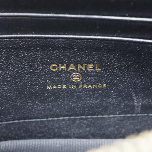 CHANEL CC Quilted Lambskin Leather Pouch Wristlet Black