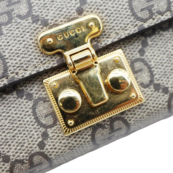 GUCCI Moon Love Valentines Day Padlock GG Supreme Canvas Shoulder Bag Beige 677610