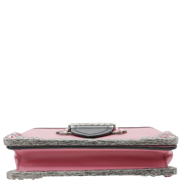 PRADA Cahier City Small Calf Saffiano Leather Chain Crossbody Bag Pink