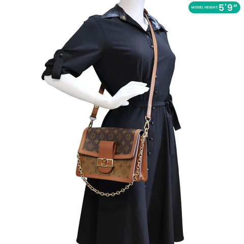 LOUIS VUITTON Dauphine MM Monogram Reverse Canvas Shoulder Bag Brown