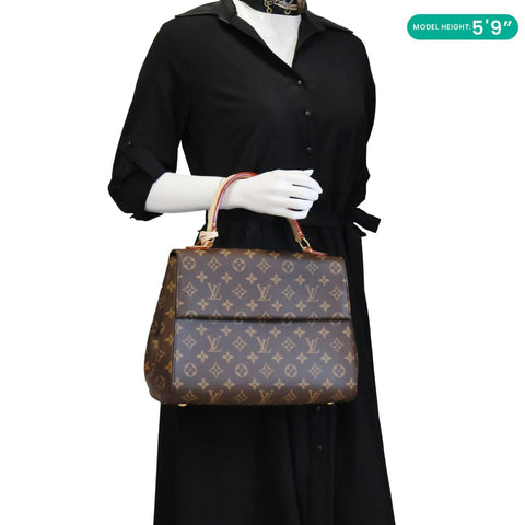LOUIS VUITTON Cluny MM Monogram Canvas Satchel Bag Brown