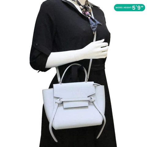 CELINE Nano Belt Grained Leather Shoulder Bag Light Blue