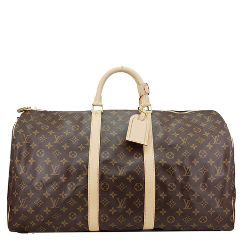 LOUIS VUITTON Keepall 55 Monogram Canvas Travel Bag Brown