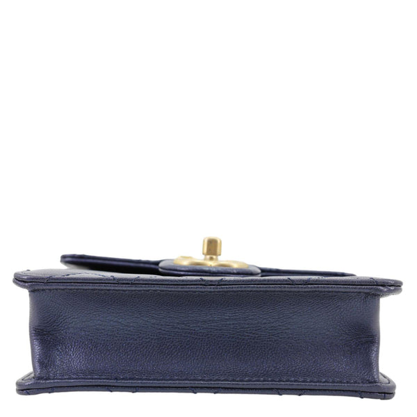CHANEL Chic Pearls Flap Quilted Lambskin Leather Shoulder Bag Navy Blue