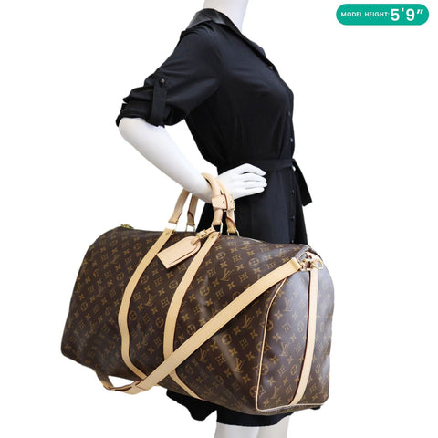 LOUIS VUITTON Keepall 55 Monogram Canvas Travel Bag Brown