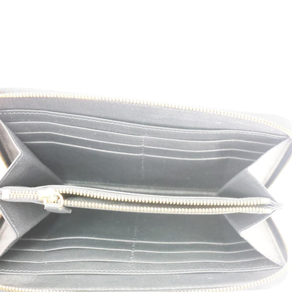 BURBERRY Elmore House Check Derby leather Zip Around Wallet Black
