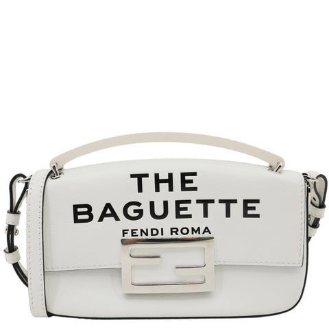 FENDI x MARC Jacobs Bow Printed Leather Baguette Bag Off White