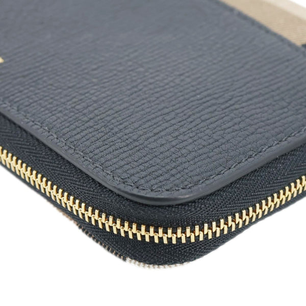 BURBERRY Elmore House Check Derby leather Zip Around Wallet Black