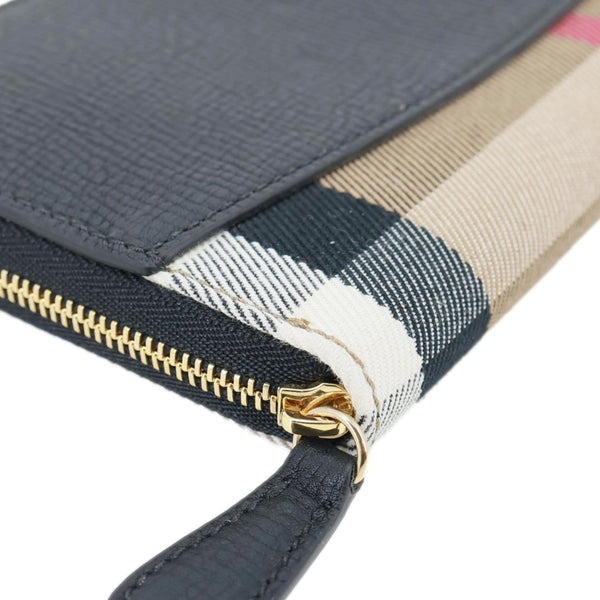 BURBERRY Elmore House Check Derby leather Zip Around Wallet Black