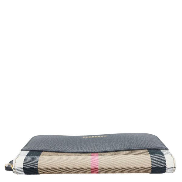 BURBERRY Elmore House Check Derby leather Zip Around Wallet Black