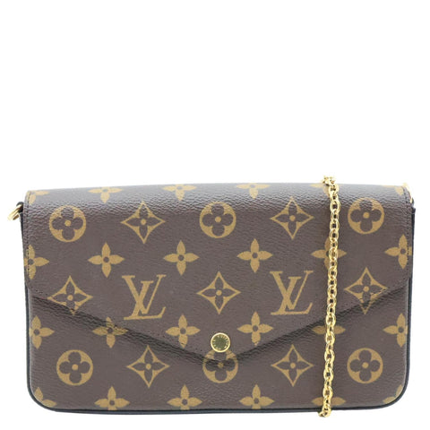 LOUIS VUITTON Felicie Pochette Monogram Canvas Crossbody Bag Brown