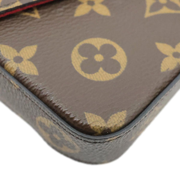 LOUIS VUITTON Felicie Pochette Monogram Canvas Crossbody Bag Brown