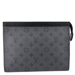 LOUIS VUITTON Pochette Voyage MM Monogram Eclipse Canvas Pouch Bag Grey