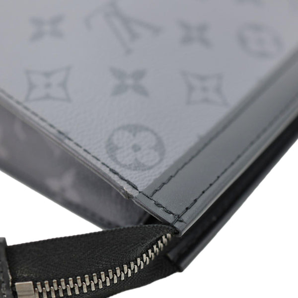 LOUIS VUITTON Pochette Voyage MM Monogram Eclipse Canvas Pouch Bag Grey
