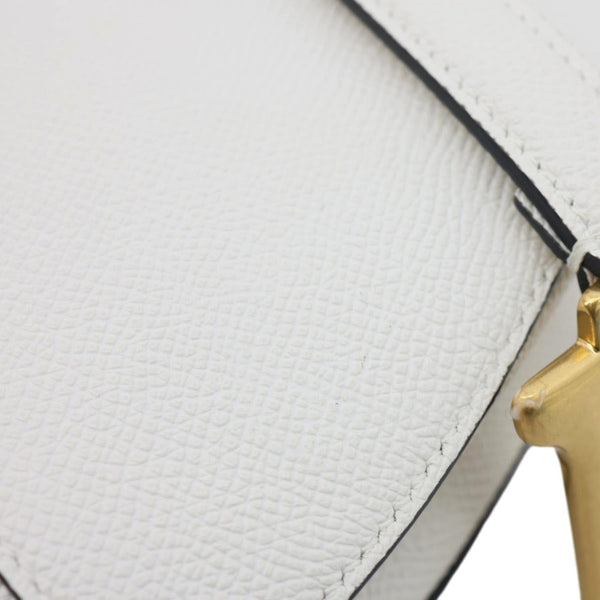 CHRISTIAN DIOR Saddle Grained Calfskin Leather Shoulder Bag Off White