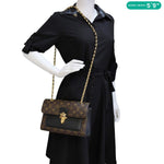 LOUIS VUITTON Victoire Monogram Canvas Chain Shoulder Bag Black