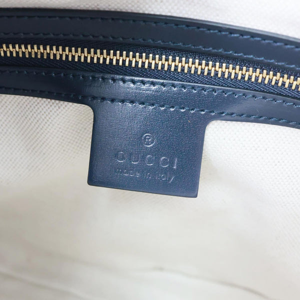 GUCCI Jackie 1961 Small Raffia Straw Lux Shoulder Bag Navy Blue 636706