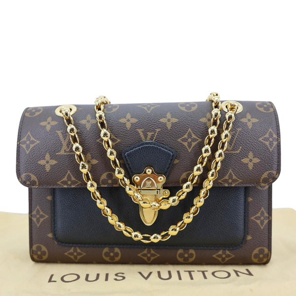 LOUIS VUITTON Victoire Monogram Canvas Chain Shoulder Bag Black
